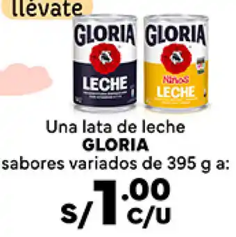 Plaza Vea GLORIA Una lata de leche sabores variados de 395g oferta