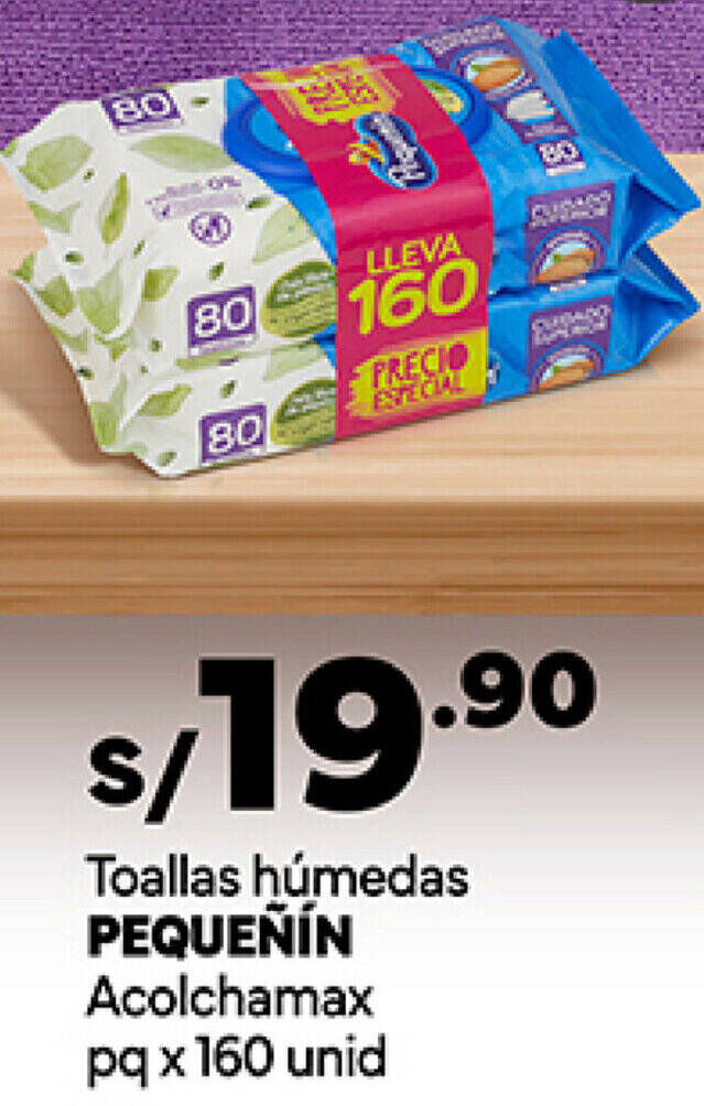 Plaza Vea Toallas húmedas PEQUEÑÍN Acolchamax pq x 160 unid oferta