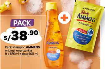 Plaza Vea Pack shampoo AMMENS original/manzanilla fr x 675 ml + dp x 400 ml oferta
