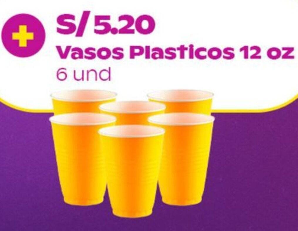 Tambo Vasos Plasticos 12 oz 6 und oferta