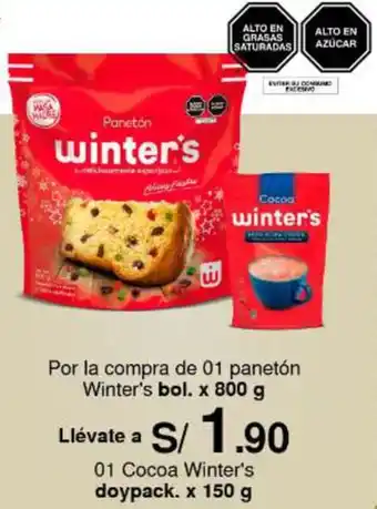 Metro Por la compra de 01 panetón Winter's bol. x 800 g oferta