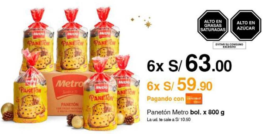 Metro Panetón Metro bol. x 800 g oferta