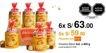 Metro Panetón Metro bol. x 800 g oferta