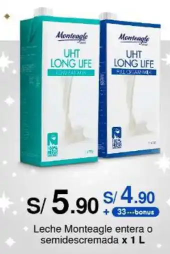 Metro Leche Monteagle entera o semidescremada x 1 L oferta