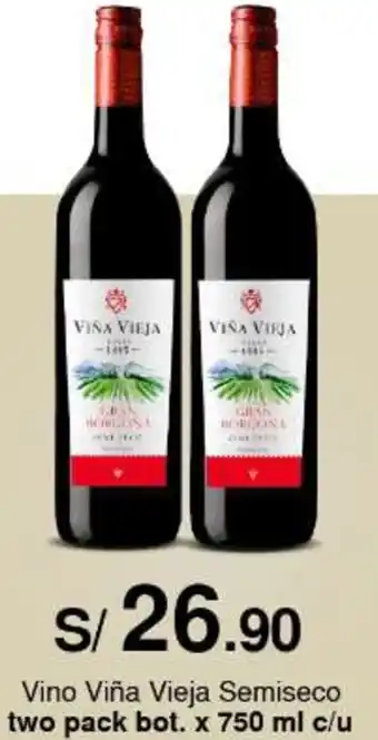 Metro Vino Viña Vieja Semiseco two pack bot. x 750 ml c/u oferta