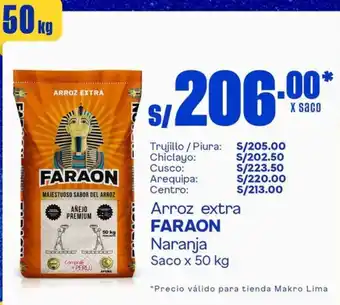 Makro FARAON Arroz extra Naranja Saco x 50 kg oferta