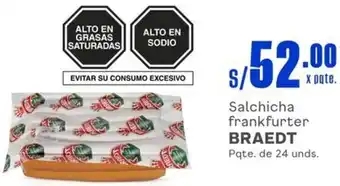 Makro Salchicha frankfurter BRAEDT Pqte. de 24 unds. oferta