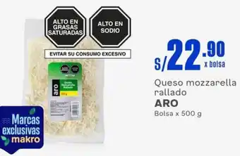 Makro Queso mozzarella rallado ARO Bolsa x 500 g oferta