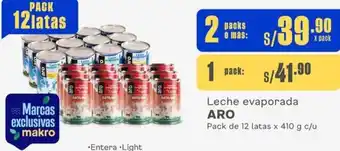 Makro Leche evaporada ARO Pack de 12 latas x 410 g c/u oferta