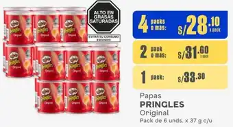 Makro Papas PRINGLES Original Pack de 6 unds. x 37 g c/u x 4 packs oferta