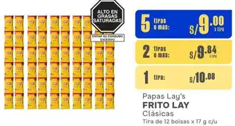 Makro Papas Lay's FRITO LAY Clásicas Tira de 12 bolsas x 17 g c/u x 5 tiras oferta