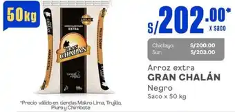 Makro Arroz extra GRAN CHALÁN Negro Saco x 50 kg oferta