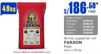Makro Arroz superior nir FARAON Rojo Saco x 49 kg oferta