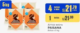 Makro Arroz extra PAISANA Bolsa x 5 kg x 4 bolsas oferta
