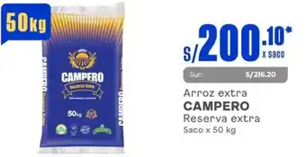 Makro Arroz extra CAMPERO Reserva extra Saco x 50 kg oferta
