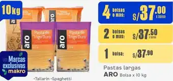 Makro Pastas largas ARO Bolsa x 10 kg x 4 bolsas oferta
