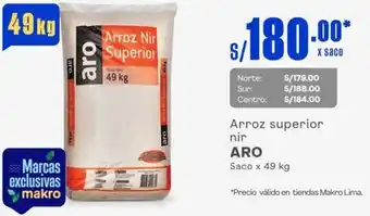Makro Arroz superior nir ARO Saco x 49 kg oferta