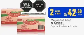 Makro Mayonesa base MACBEL Caja de 2 bolsas x 2 L x cajas oferta