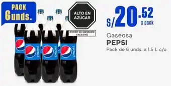 Makro Gaseosa PEPSI Pack de 6 unds. x 1.5 L c/u oferta