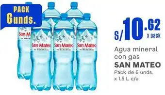 Makro Agua mineral con gas SAN MATEO Pack de 6 unds. x 1.5 L c/u oferta