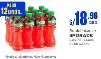 Makro Rehidratante SPORADE Pack de 12 unds. x 500 ml c/u oferta