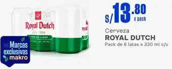 Makro Cerveza ROYAL DUTCH Pack de 6 latas x 330 ml c/u oferta