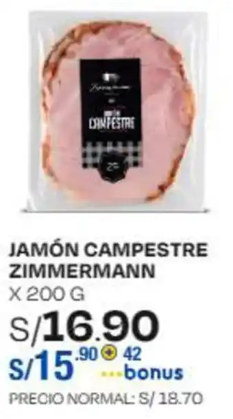 Wong JAMÓN CAMPESTRE ZIMMERMANN X 200 G oferta