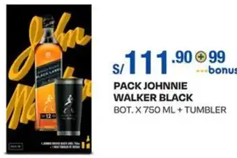 Wong PACK JOHNNIE WALKER BLACK BOT. X 750 ML + TUMBLER oferta