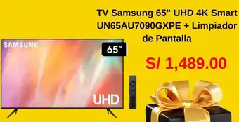 La Curacao TV Samsung 65" UHD 4K Smart UN65AU7090GXPE + Limpiador de Pantalla oferta