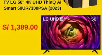 La Curacao TV LG 50" 4K UHD ThinQ AI Smart 50UR7300PSA oferta