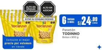 Makro Panetón TODINNO Bolsa x 900g x 6 bolsas oferta