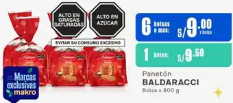 Makro Panetón BALDARACCI Bolsa x 800g c 6 bolsas oferta