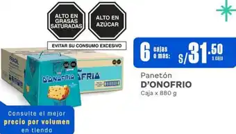 Makro Panetón D'ONOFRIO Caja x 880g x 6 cajas oferta