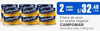 Makro Filete de atún en aceite vegetal CAMPOMAR Pack de 6 unds. x 150 g c/u x 2 packs oferta