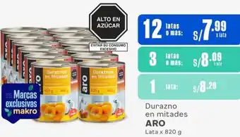 Makro Durazno en mitades ARO Lata x 820g x 12 latas oferta