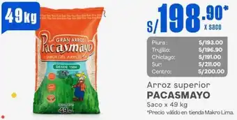Makro Arroz superior PACASMAYO Saco x 49kg oferta
