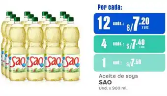 Makro Aceite de soya SAO Und. x 900 ml x 12 unds oferta