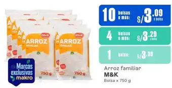 Makro Arroz familiar M&K Bolsa x 750 g x 10 bolsas oferta