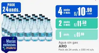Makro Agua sin gas ARO Pack de 24 unds. x 330 ml c/u x 4 packs oferta