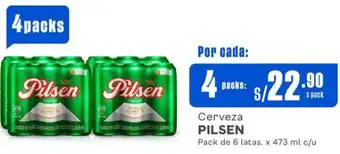 Makro Cerveza PILSEN Pack de 6 latas. x 473 ml c/u x 4 packs oferta