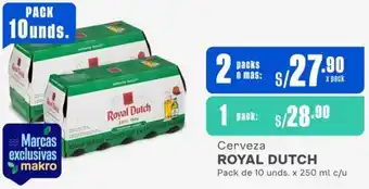 Makro Cerveza ROYAL DUTCH Pack de 10 unds. x 250 ml c/u x 2 packs oferta