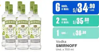Makro Vodka SMIRNOFF Und. x 700 ml x 6 unds oferta