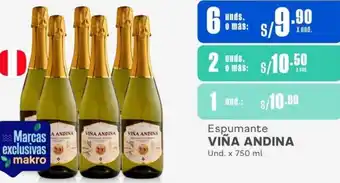 Makro Espumante VIÑA ANDINA Und. x 750 ml x 6unds oferta