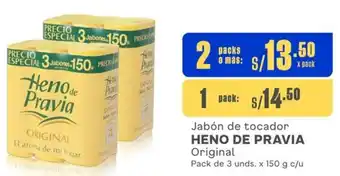 Makro Jabón de tocador HENO DE PRAVIA Original Pack de 3 unds. x 150 g c/u x 2 packs oferta