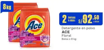 Makro Detergente en polvo ACE Floral Bolsa x 8 kg x 2 bolsas oferta