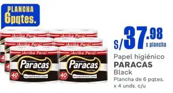 Makro Papel higiénico PARACAS Black Plancha de 6 pqtes. x 4 unds. c/u oferta