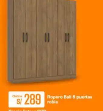 Promart Ropero Bali 6 puertas roble oferta