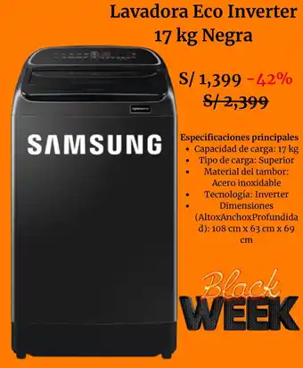 Falabella SAMSUNG Lavadora Eco Inverter 17 kg Negra oferta