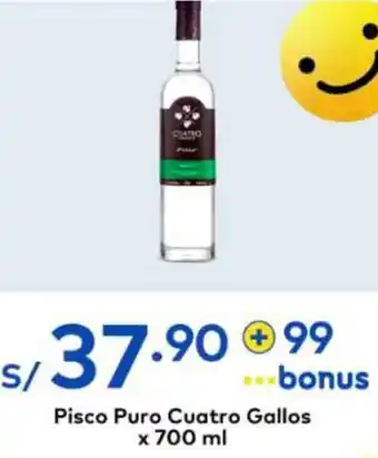 Metro Pisco Puro Cuatro Gallos x 700 ml oferta