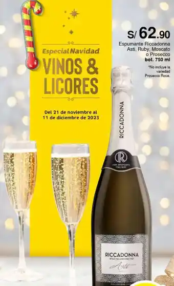 Metro Espumante Riccadonna Asti, Ruby, Moscato o Prosecco bot. 750 ml oferta